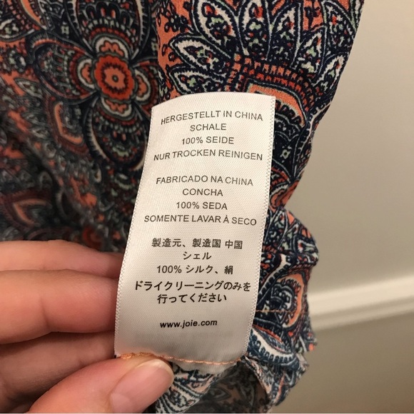 Joie Silk Tank Top small blue coral medallion paisley - Picture 6 of 6